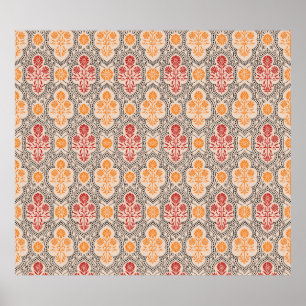 KLEINE MUGHAL FLOWER PATTERN ONTWERPACHTERGROND AR POSTER