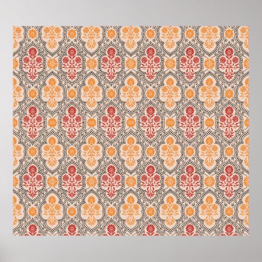 KLEINE MUGHAL FLOWER PATTERN ONTWERPACHTERGROND AR POSTER (Voorkant)