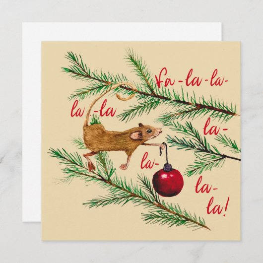 Kleine muis Decoreert de kerstboom (Voorkant / Achterkant)