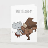 Kleine muis die de Piano Happy Birthday speelt Kaart (Voorkant)
