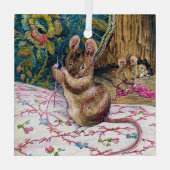 Kleine muis die een naald bevat glas ornament (Achterkant)