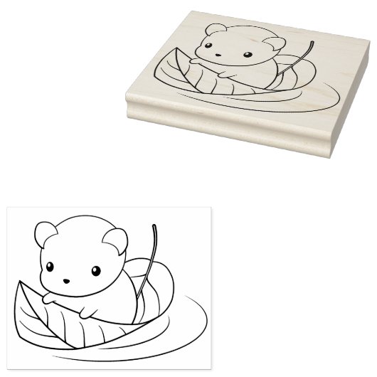 Kleine muis die op een lef-kleurpagina drijft rubberstempel (Gestempeld)