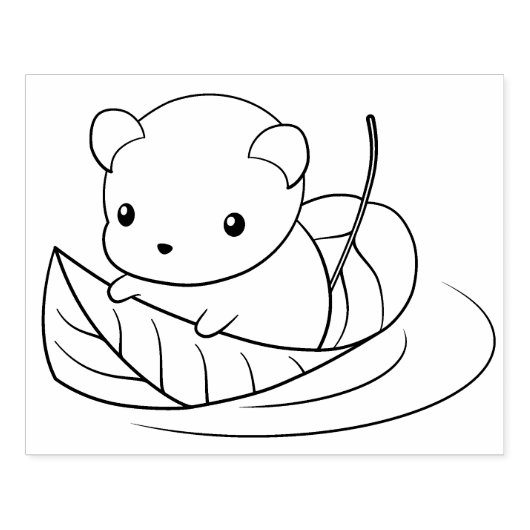 Kleine muis die op een lef-kleurpagina drijft rubberstempel (Afrduk)