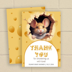 Kleine muis in Baby shower Dank je wel Kaart