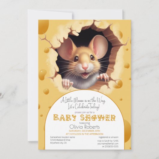 Kleine muis in Baby shower Kaart (Voorkant)