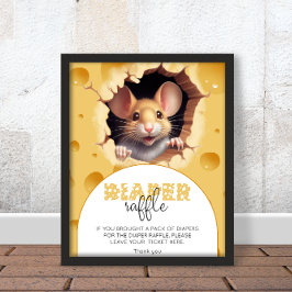 Kleine muis in Baby shower luierloterij Poster