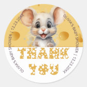 Kleine muis in Baby shower Ronde Sticker (Voorkant)