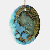 Kleine muis in de sneeuw keramisch ornament (Rechts)