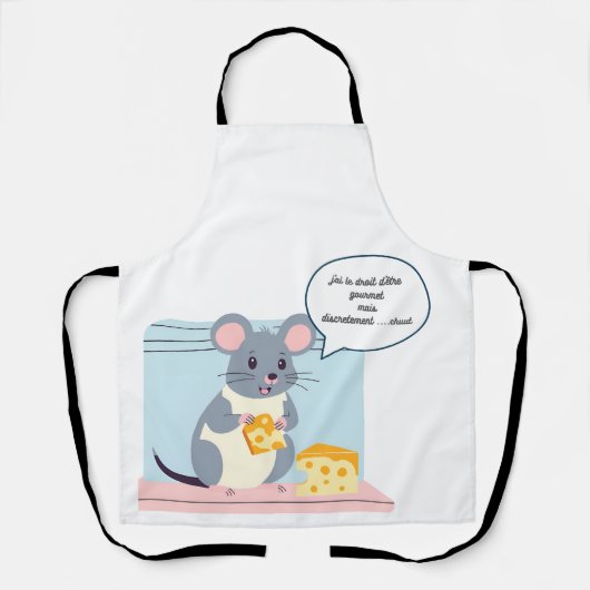 kleine muis met een stuk kaas schort (Voorkant)