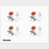 Kleine Muis Met Grote Bloem: Boek Bord Ovale Sticker (Vel)