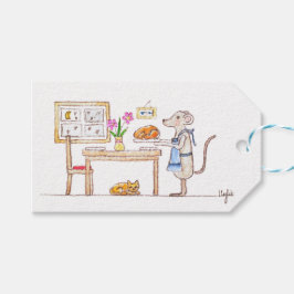 Kleine Muis Met Kalkoen Cadeaulabel