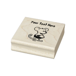Kleine muis met stut rubberstempel