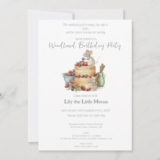 Kleine Muis met Verjaardagstaart Verjaardag Kaart (Voorkant)