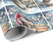 Kleine Muis Personaliseer Naam Meisje Kerstmis Cadeaupapier (Rol Hoek)