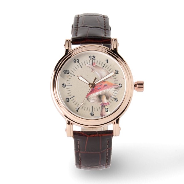 Kleine Muis rode paddenstoel Horloge (Voorkant)