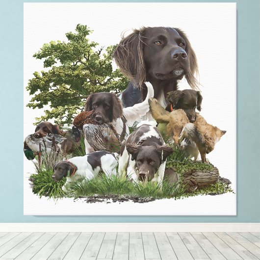 Kleine Munsterlander Canvas Afdruk (Insitu (Houten vloer))