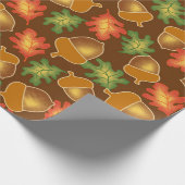 Kleine najaarssfeer met eikels en eikenbladeren cadeaupapier (Hoek)