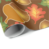 Kleine najaarssfeer met eikels en eikenbladeren cadeaupapier (Rol Hoek)