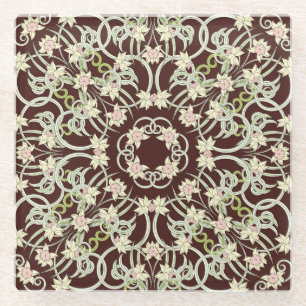 Kleine narcis, art nouveau vierkant. glazen onderzetter