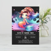 Kleine nautische zeemeermin verjaardag kaart (Staand voorkant)