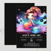 Kleine nautische zeemeermin verjaardag kaart (Voorkant / Achterkant)