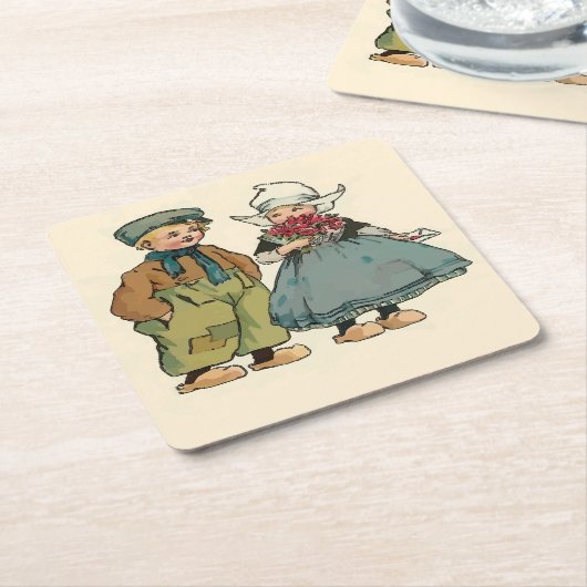 Kleine Nederlandse kinderen Kartonnen Onderzetters (Schuin)