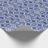 Kleine Nederlandse Tegels in Blauw en Witte Patron Cadeaupapier (Hoek)