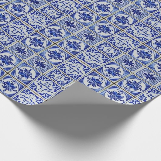 Kleine Nederlandse Tegels in Blauw en Witte Patron Cadeaupapier (Hoek)