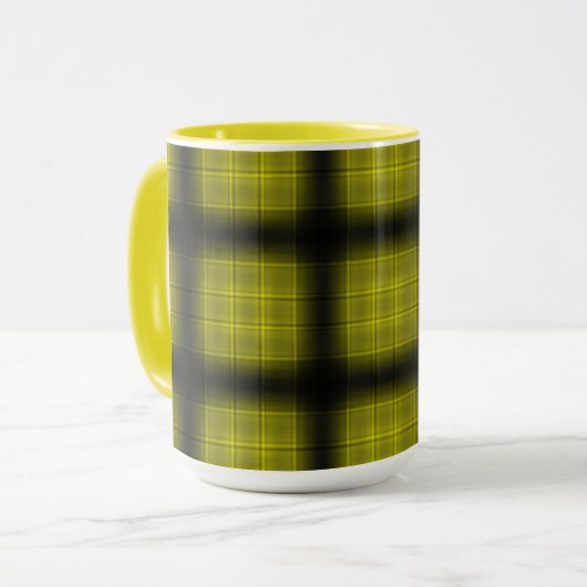 kleine neonpijlers schaduwen plaag geel hout mok (Voorkant links)