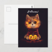 Kleine niedliche Katze im Halloweenkostüm. Briefkaart (Voorkant / Achterkant)