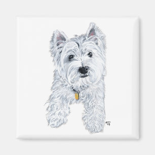 Kleine nieuwsgierige Westie Magneet
