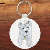 Kleine nieuwsgierige Westie Sleutelhanger (Voorkant)