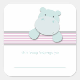 Kleine nijlpaard {roze}   Boekplaten Vierkante Sticker