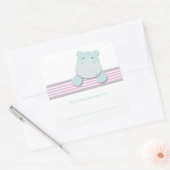 Kleine nijlpaard {roze} | Boekplaten Vierkante Sticker (Envelop)