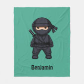 Kleine Ninja Aangepaste Naam Groen Fleece Deken (Voorkant)