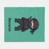 Kleine Ninja Aangepaste Naam Groen Fleece Deken (Voorkant (Horizontaal))