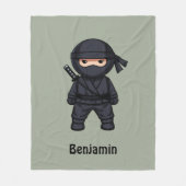 Kleine Ninja Aangepaste Naam Salie Groen Fleece Deken (Voorkant)