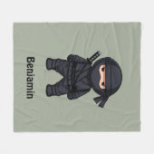 Kleine Ninja Aangepaste Naam Salie Groen Fleece Deken (Voorkant (Horizontaal))