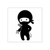 Kleine ninja die werpster vasthoudt rubberstempel (Afrduk)