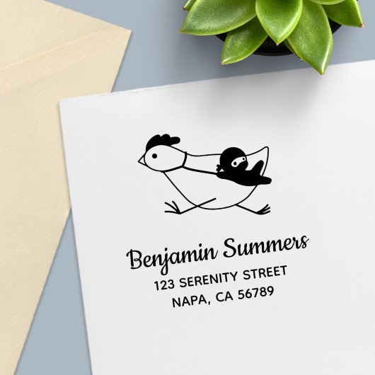 Kleine Ninja Groot Kip Adres Zelfinktende Stempel