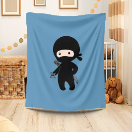 Kleine Ninja Holding Gooien Ster Op Blauw Fleece Deken