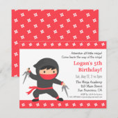 Kleine Ninja Kids verjaardagsfeestje uitnodigingen (Voorkant / Achterkant)