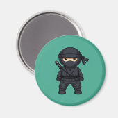 Kleine Ninja Krijger in het Groen Magneet (Voorkant / Achterkant)