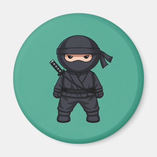 Kleine Ninja Krijger in het Groen Magneet (Voorkant)
