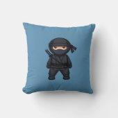 Kleine Ninja Krijger op Blauw Kussen (Voorkant)