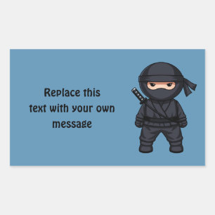 Kleine Ninja Krijger op Blauw Rechthoekige Sticker