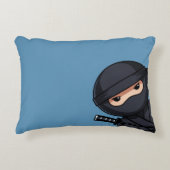 Kleine Ninja Krijger op Blauwe Sierkussen Accent Kussen (Voorkant)