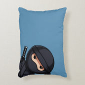 Kleine Ninja Krijger op Blauwe Sierkussen Accent Kussen (Voorkant(Verticaal))