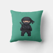 Kleine Ninja Krijger op Groen Kussen (Achterkant)