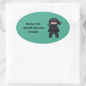Kleine Ninja Krijger op Groen Ovale Sticker (Tas)